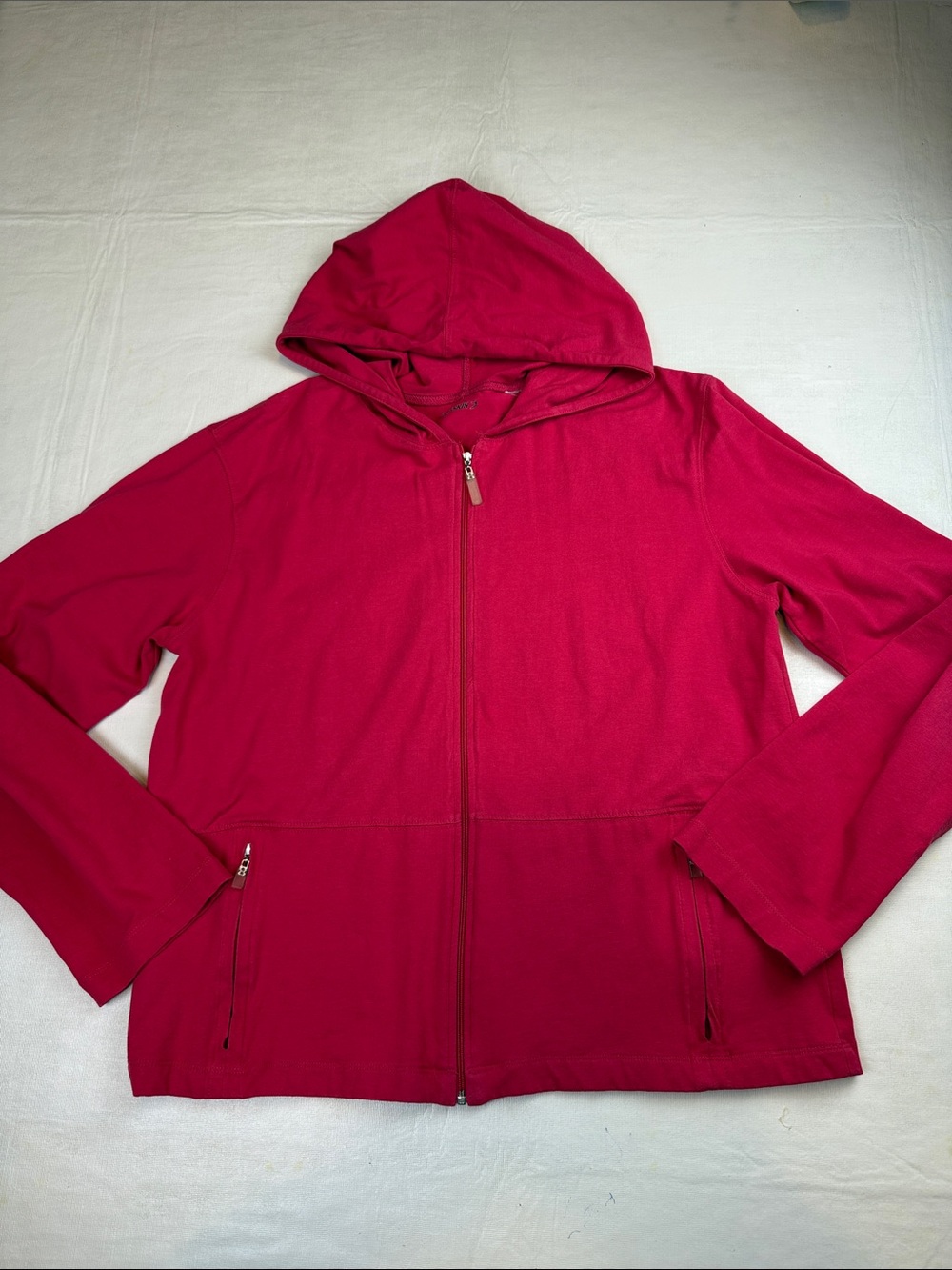 Danskin Women's Raspberry Pink Hooded Full Zip Relaxed Fit Jacket Size L